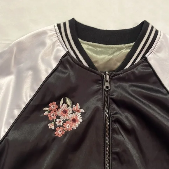 Reversible silk embroidered varsity jacket - Picture 2 of 8